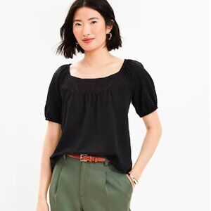NWT LOFT Crochet Trim Square Neck Top